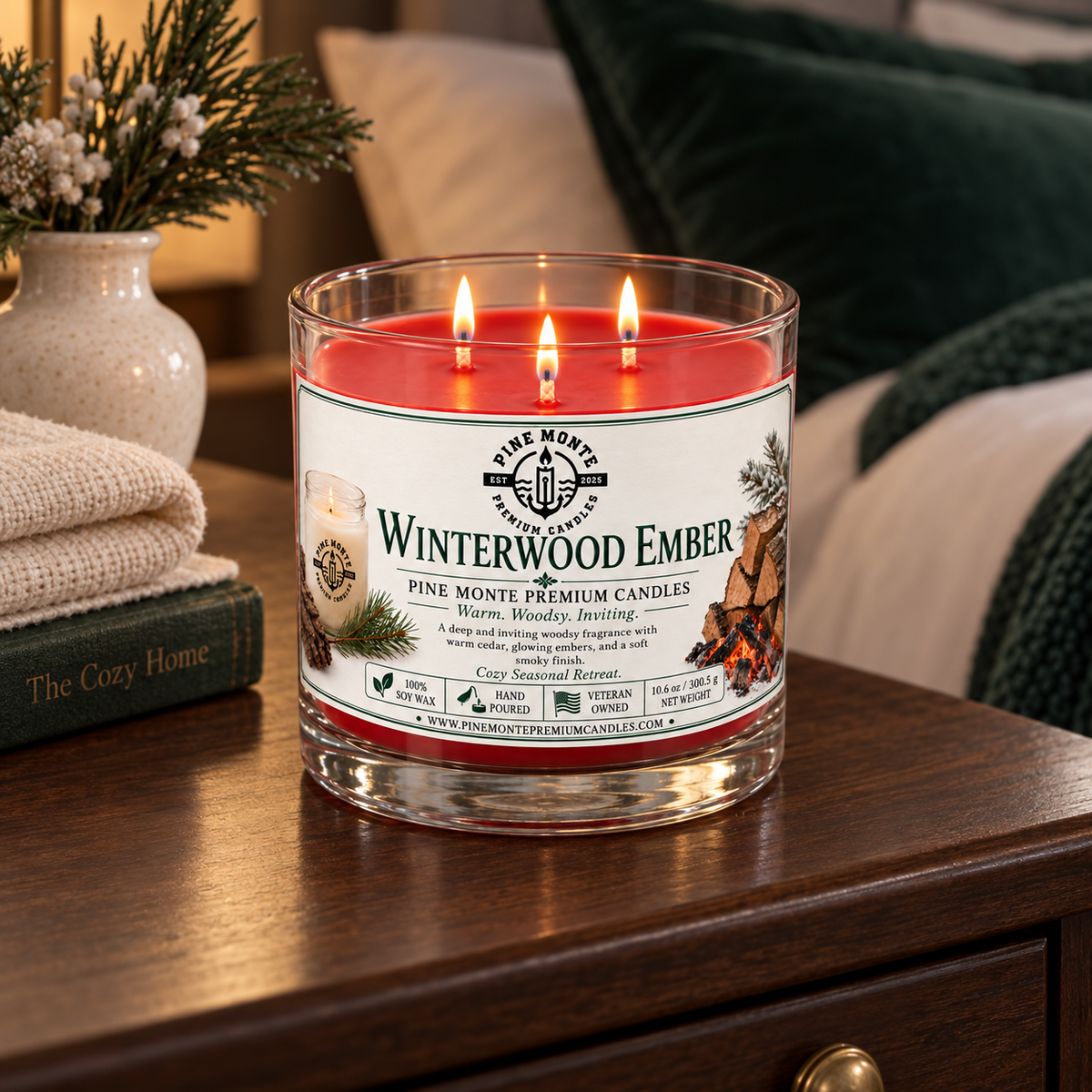 Winterwood Ember Soy Candle Cozy Woodsy Winter Luxury Scented Candle