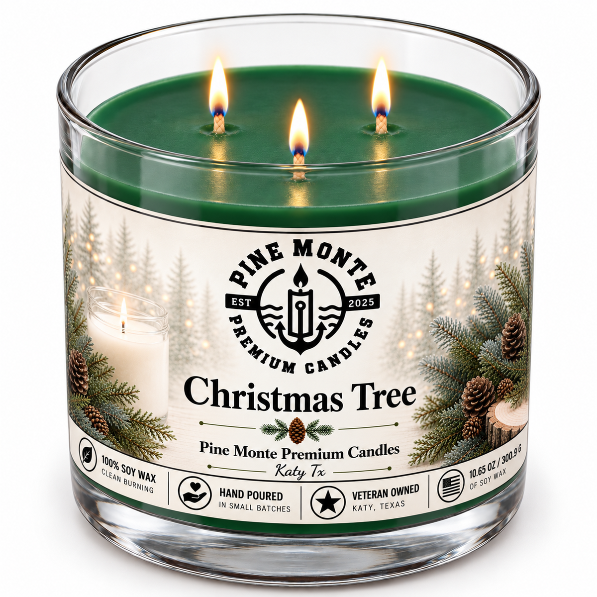 Christmas Tree Soy Candle Fresh Evergreen Holiday Scented