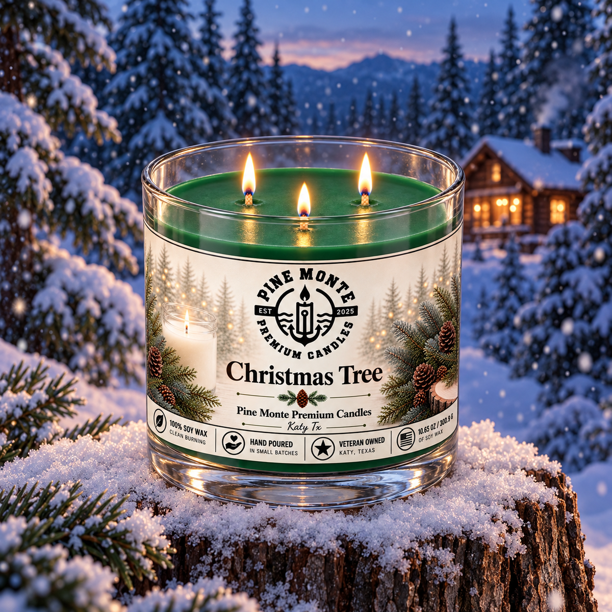 Christmas Tree Soy Candle Fresh Evergreen Holiday Scented