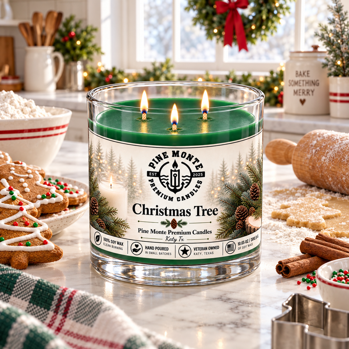 Christmas Tree Soy Candle Fresh Evergreen Holiday Scented