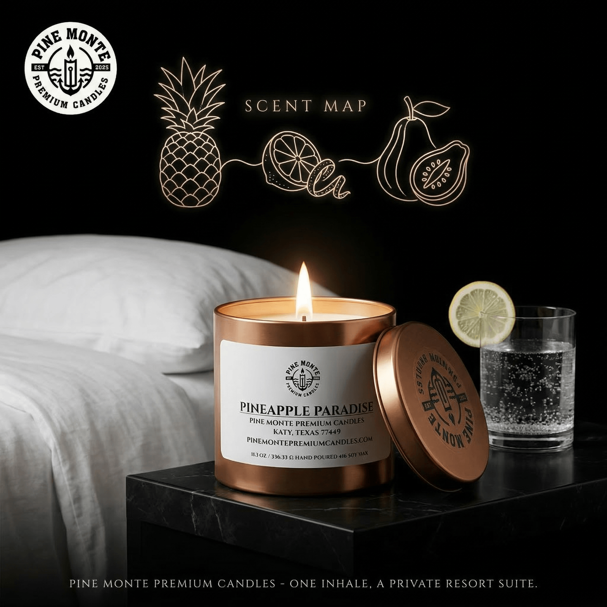 Pineapple paradise soy candle tropical island escape candle with sweet pineapple and vibrant citrus blend