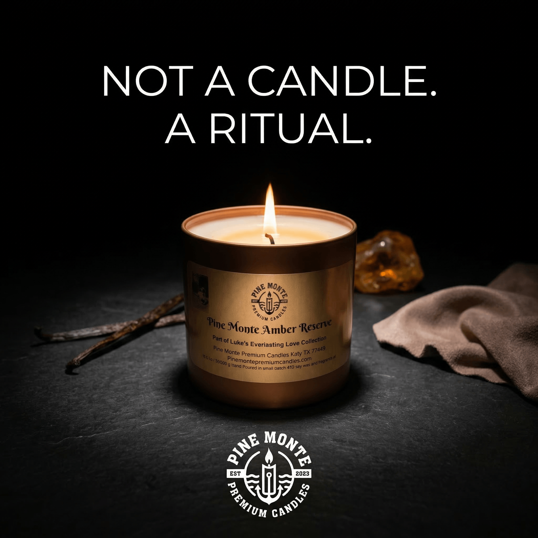  Amber Reserve Soy Candle with comforting amber musk blend perfect for romantic evenings by Pine Monte