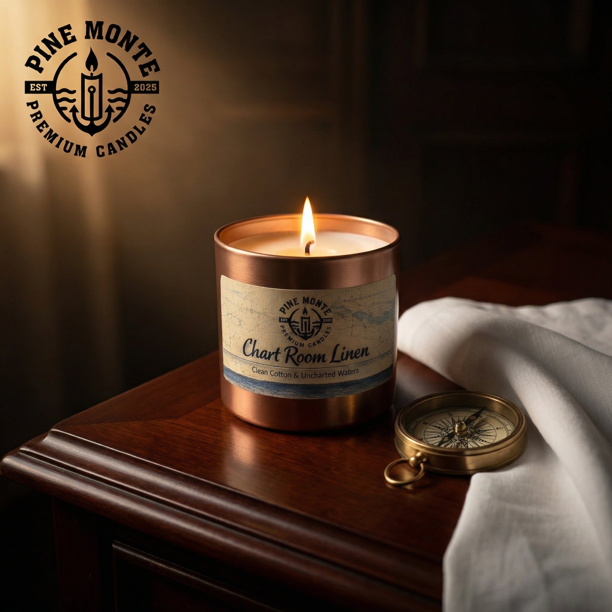 Chartroom Linen Soy Candle – Clean Nautical Fresh Scent