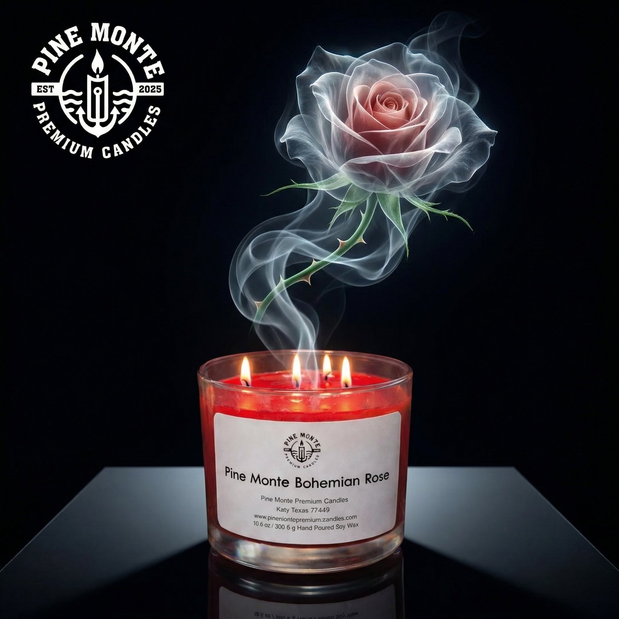 Bohemian Rose 3-Wick Soy Candle – Romantic Floral Rose Scent