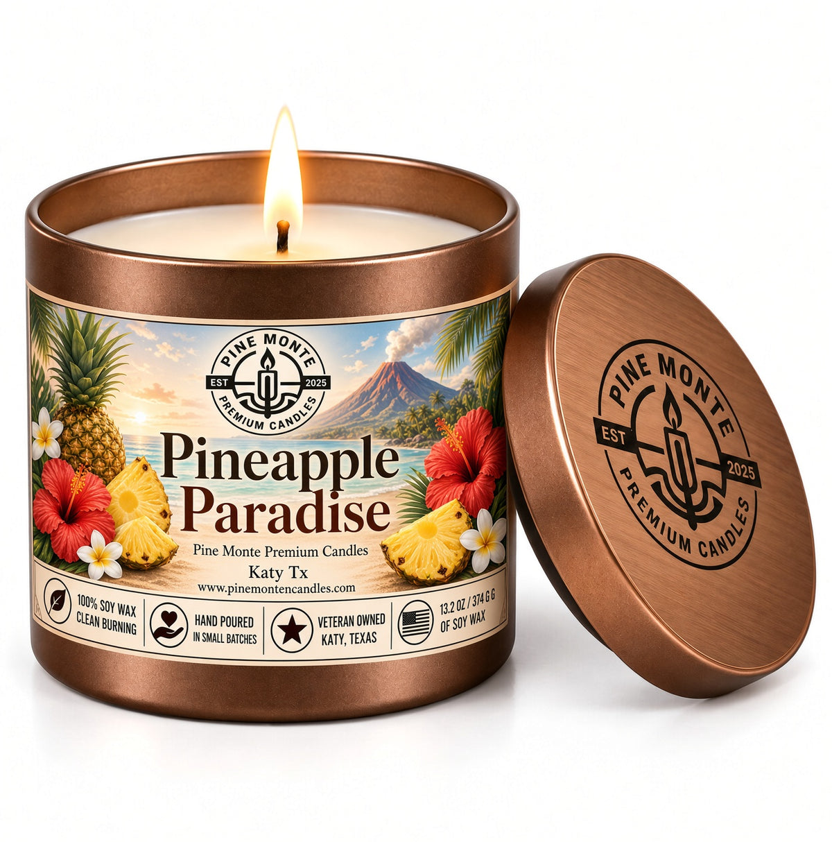 Pineapple Paradise Soy Candle 13.2 oz Tropical Luxury Scented Candle