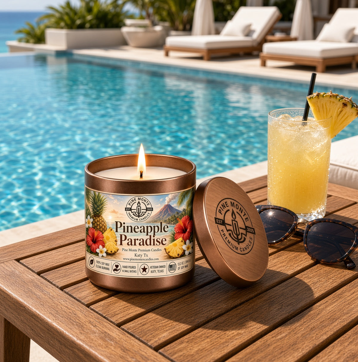 Pineapple Paradise Soy Candle 13.2 oz Tropical Luxury Scented Candle