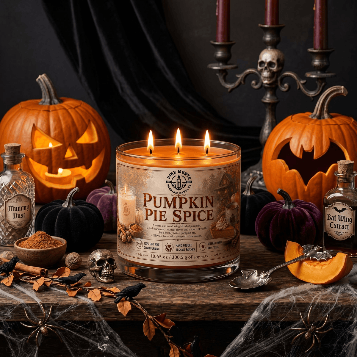 Halloween Pumpkin Pie Spice Soy Candle for Autumn Décor