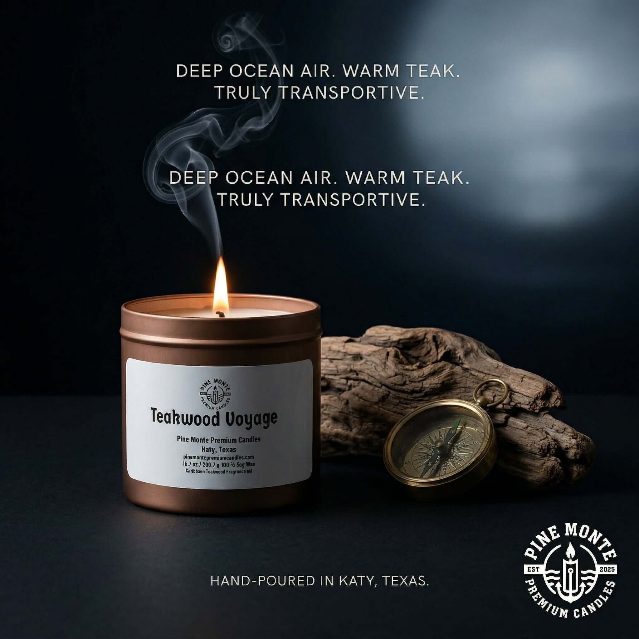 Teakwood Voyage Soy Candle trio