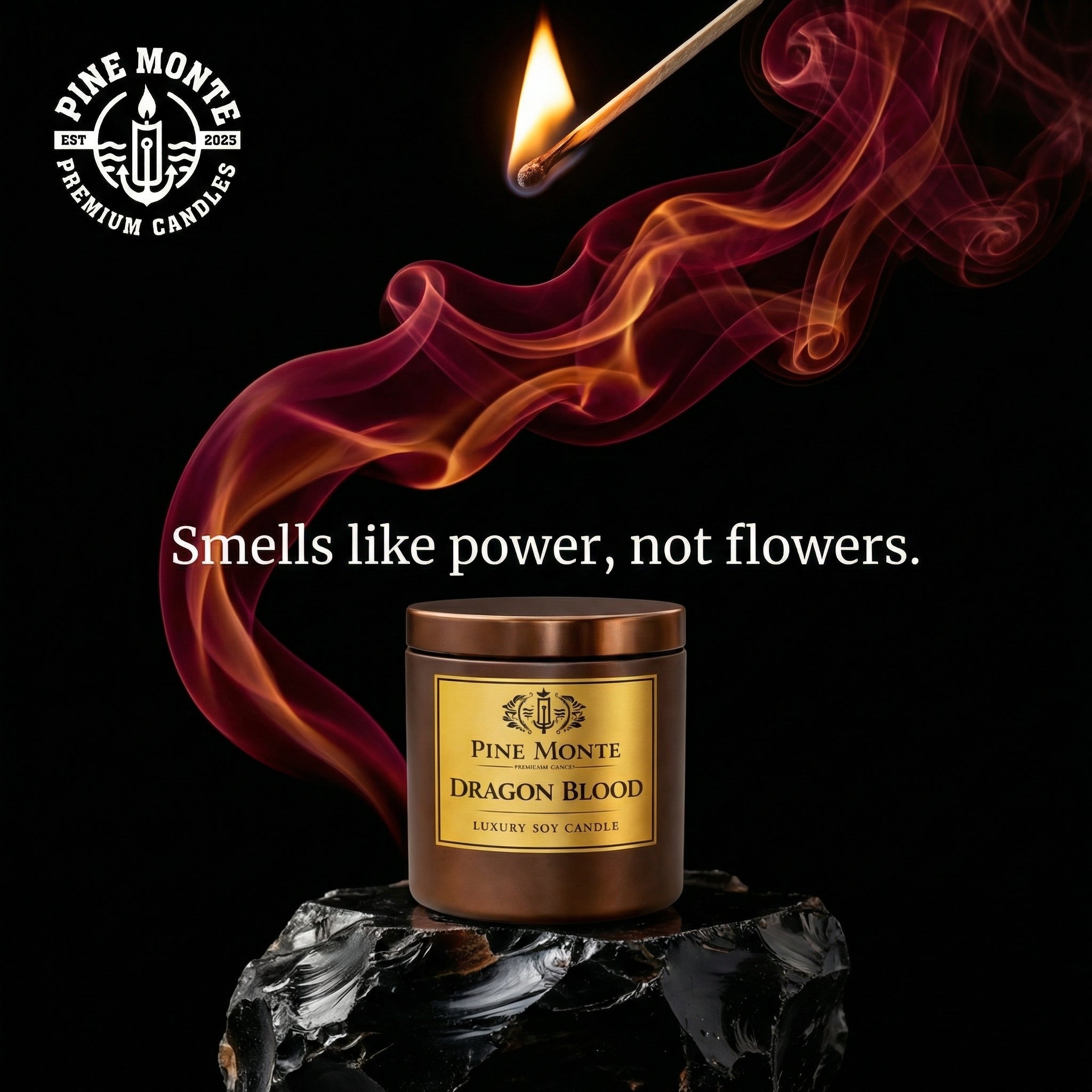 Dragons Blood Premium Soy Wax Rose Scented Candle | Pine Monte