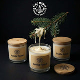 Vanilla Forest soy candle where wild balsam meets rich vanilla sweetness
