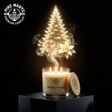 Vanilla Forest soy candle with warm vanilla and crisp woodsy evergreen notes