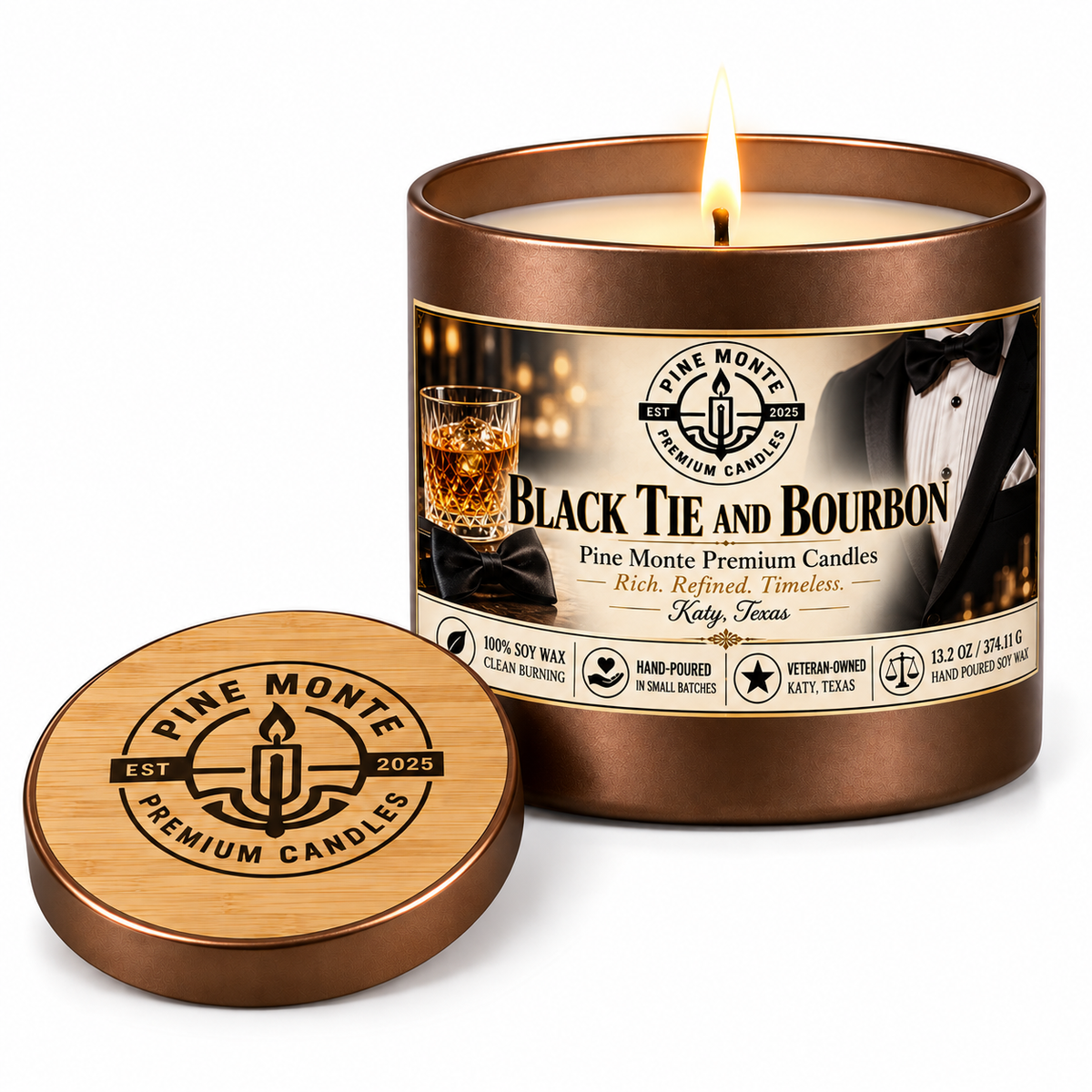 Black Tie and Bourbon Soy Candle Bold Masculine Luxury Scented Candle