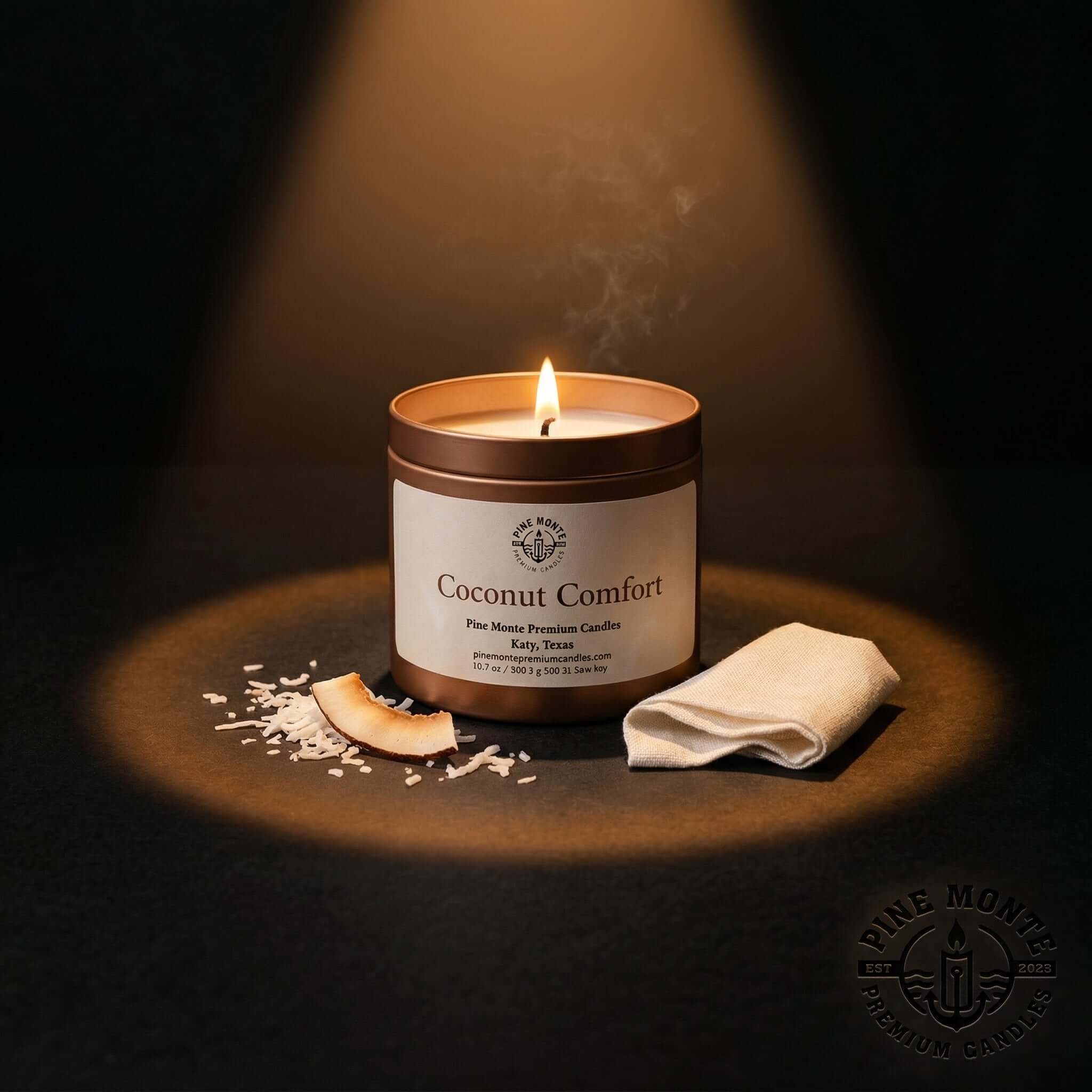Coconut Comfort Soy Candle  Warm Coconut Luxury Candle | Pine Monte Premium Candles