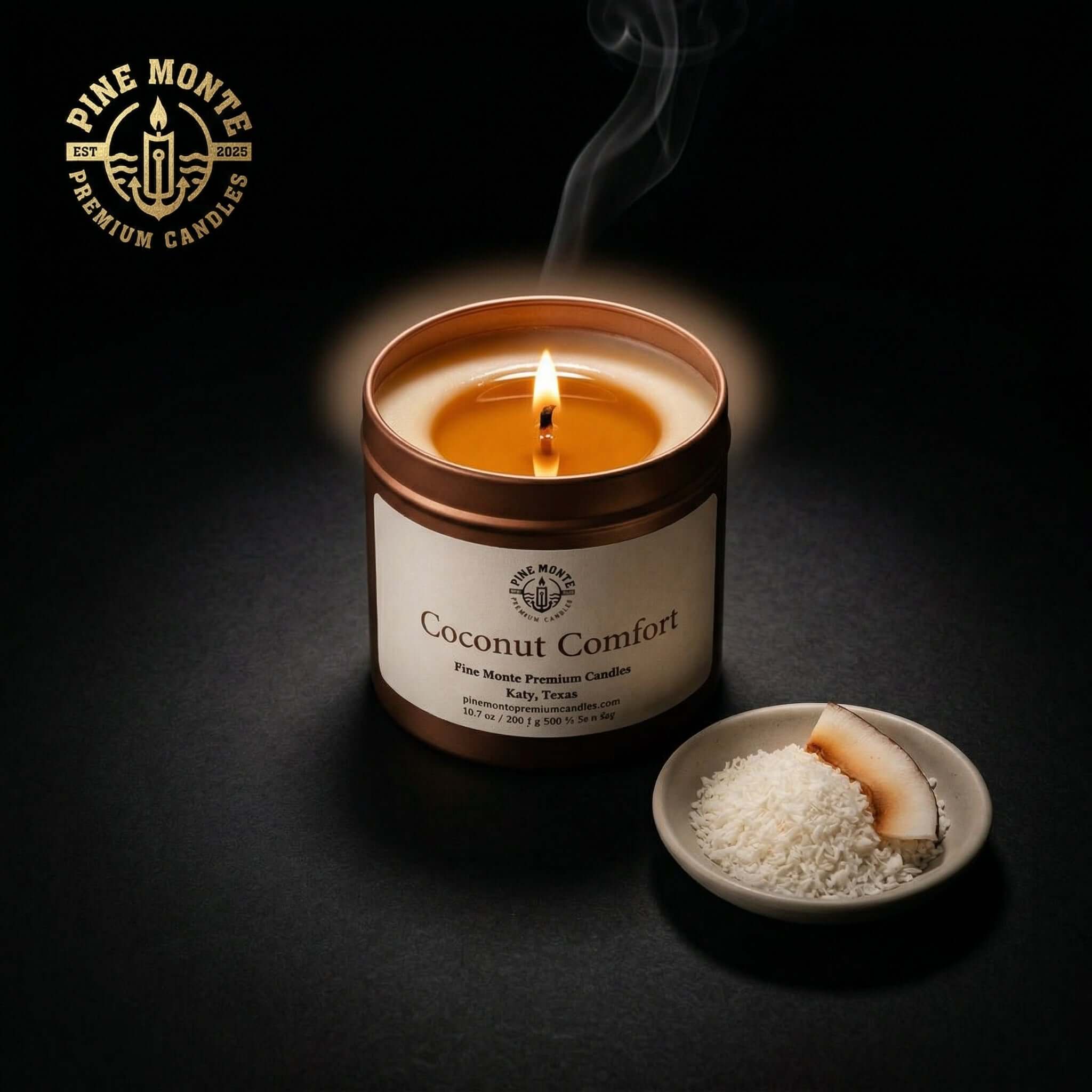 Coconut Comfort Soy Candle  Warm Coconut Luxury Candle | Pine Monte Premium Candles