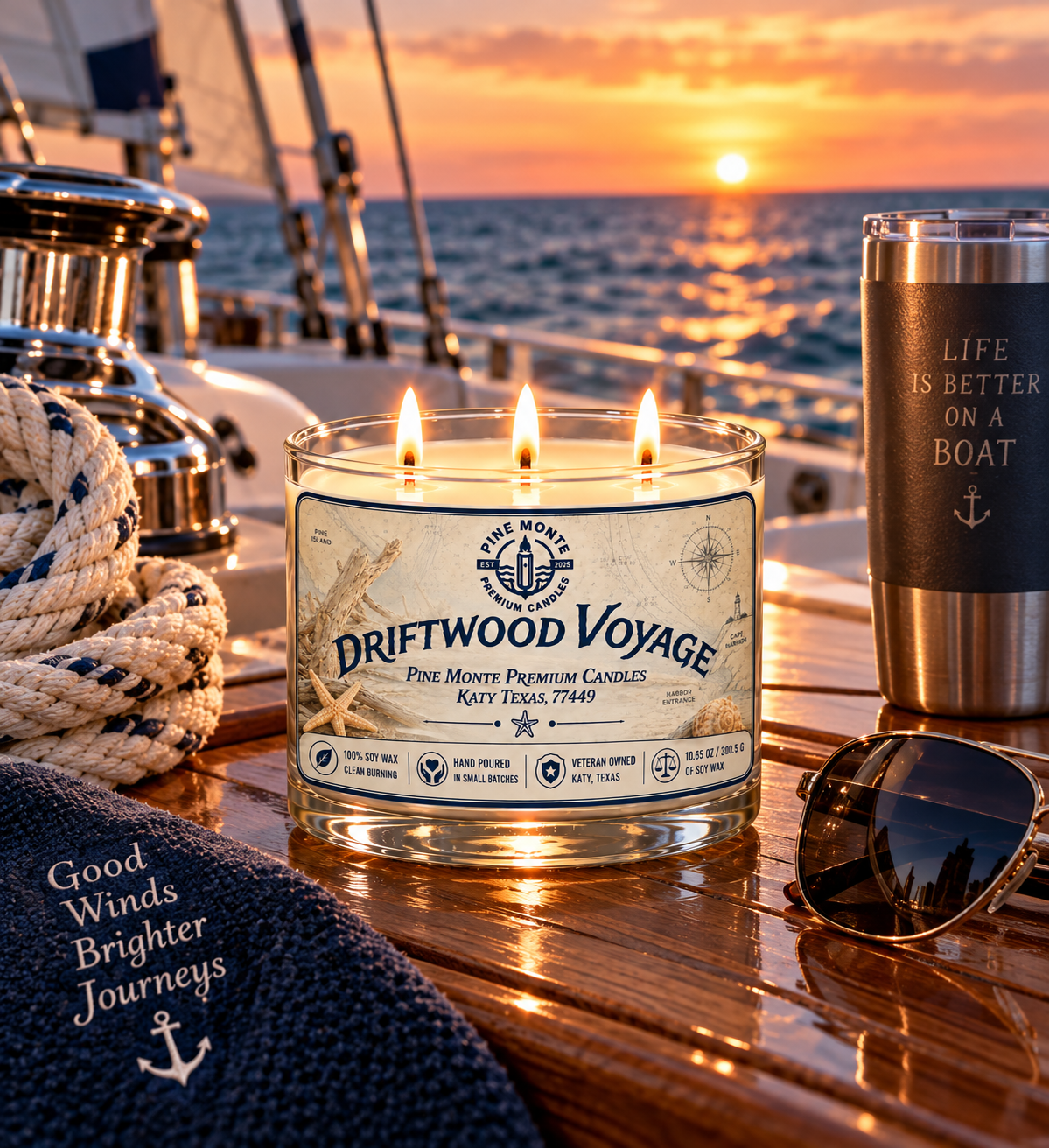 Luxury Driftwood Soy Candle | Coastal Wood Fragrance