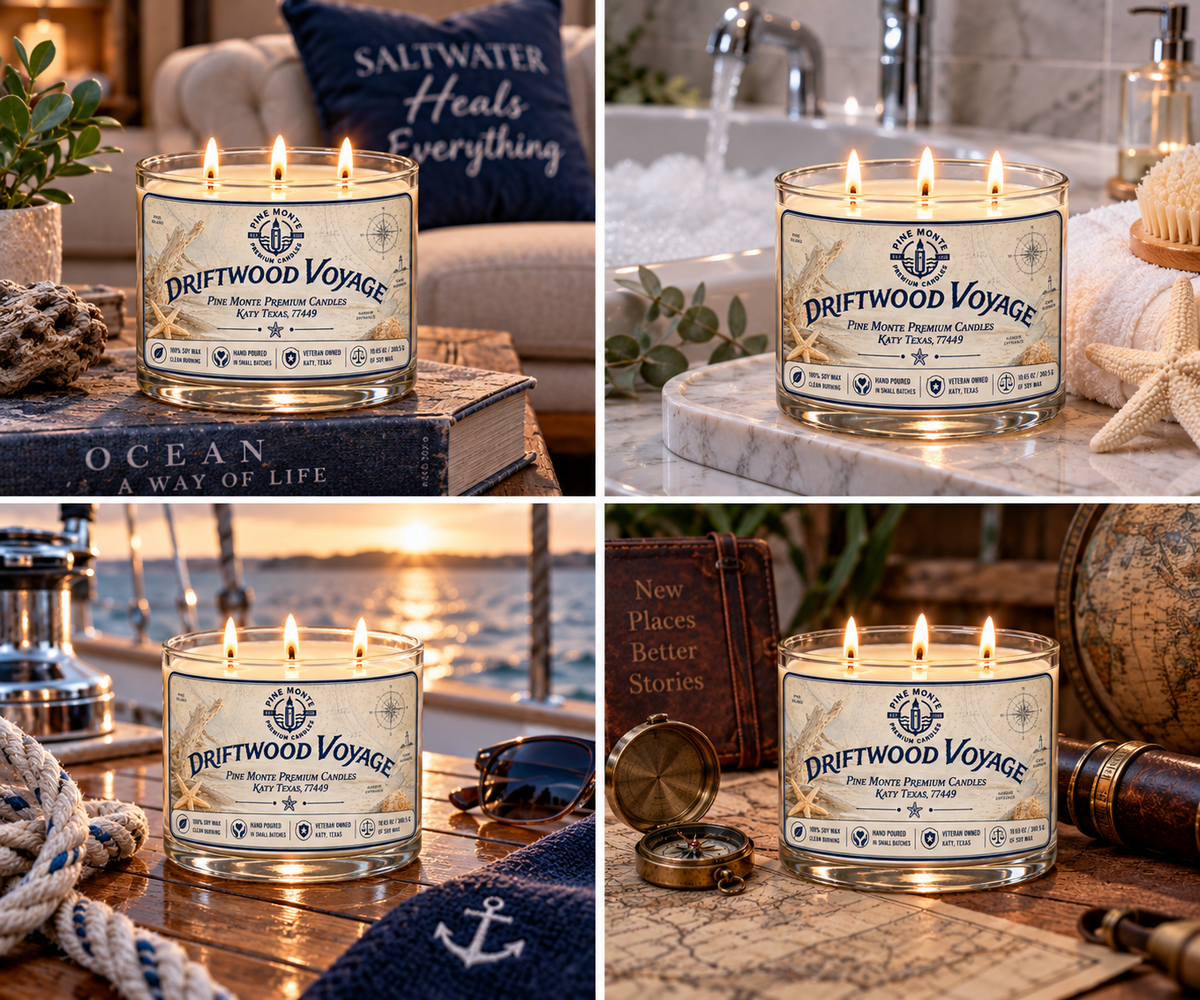 Luxury Driftwood Soy Candle | Coastal Wood Fragrance