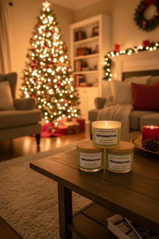 10.6 oz Christmas Tree – Triple Wick Holiday Candle | Strong Throw Evergreen Scent