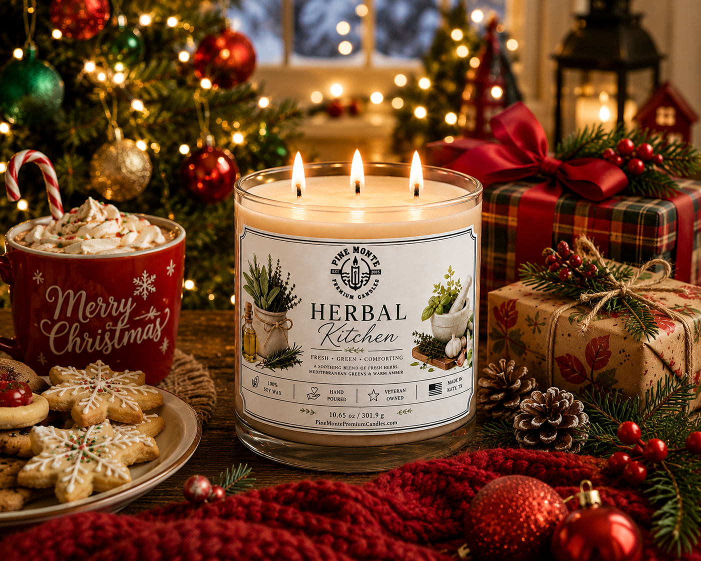 Herbal Kitchen Glow Soy Candle Basil Rosemary Clove Scented Candle