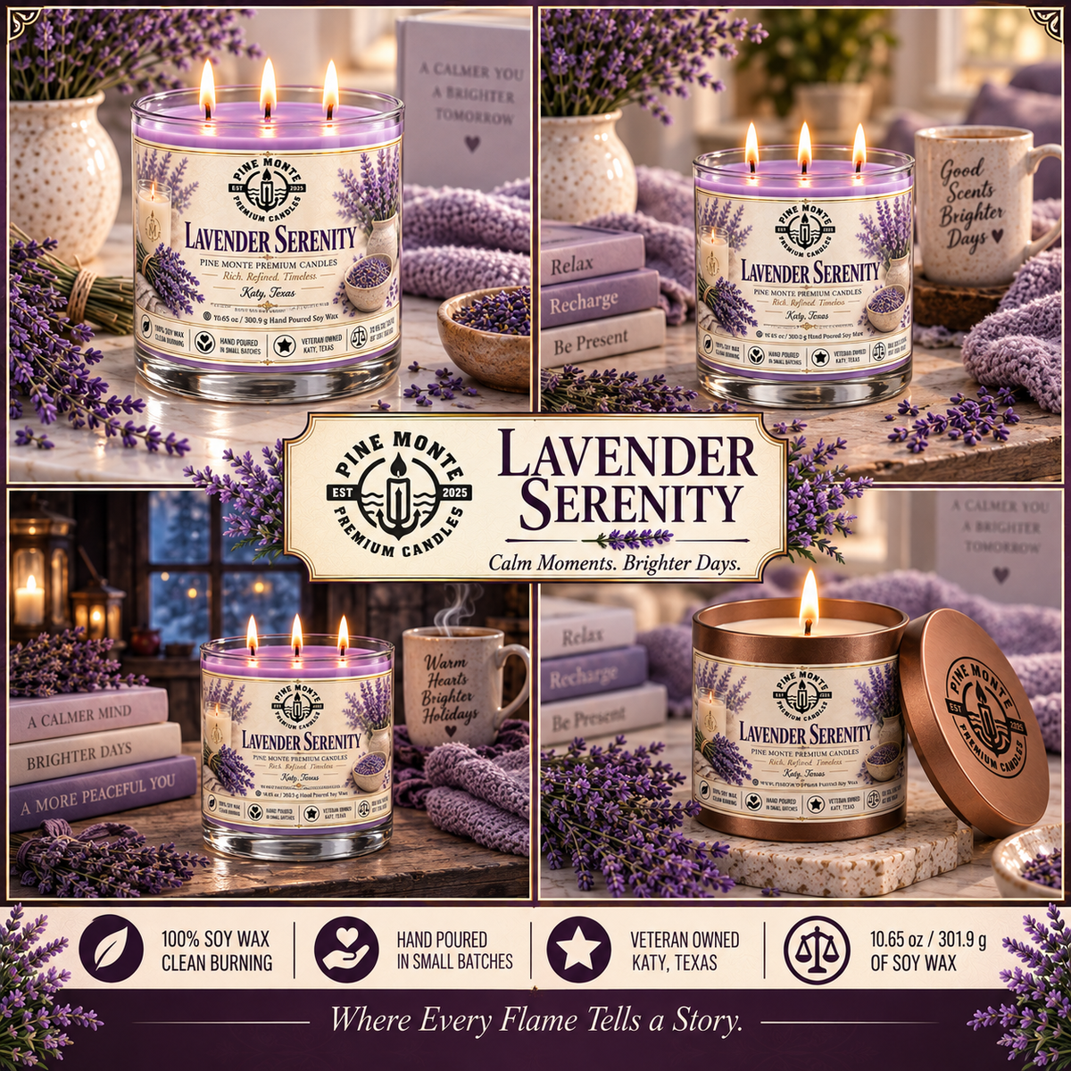 Lavender Serenity Soy Candle – Relaxing Spa Candle |