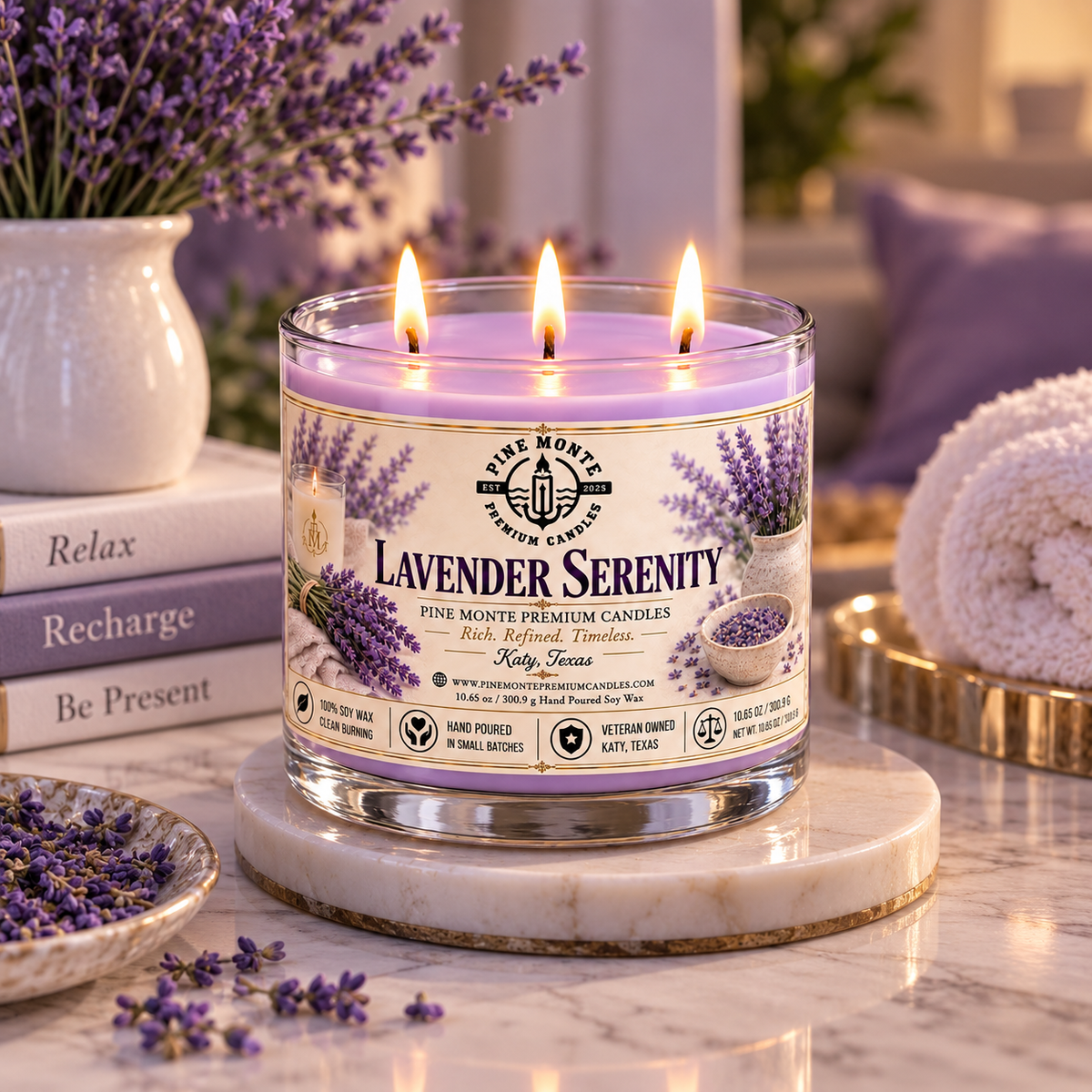 Lavender Serenity Soy Candle – Relaxing Spa Candle |