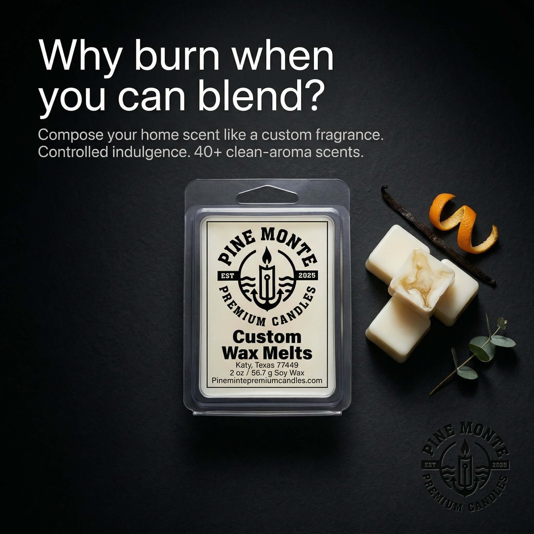 Letter G Wax Melt - Custom Soy Candle from Pine Monte, perfect for blending unique home fragrances with over 40 clean-aroma options.