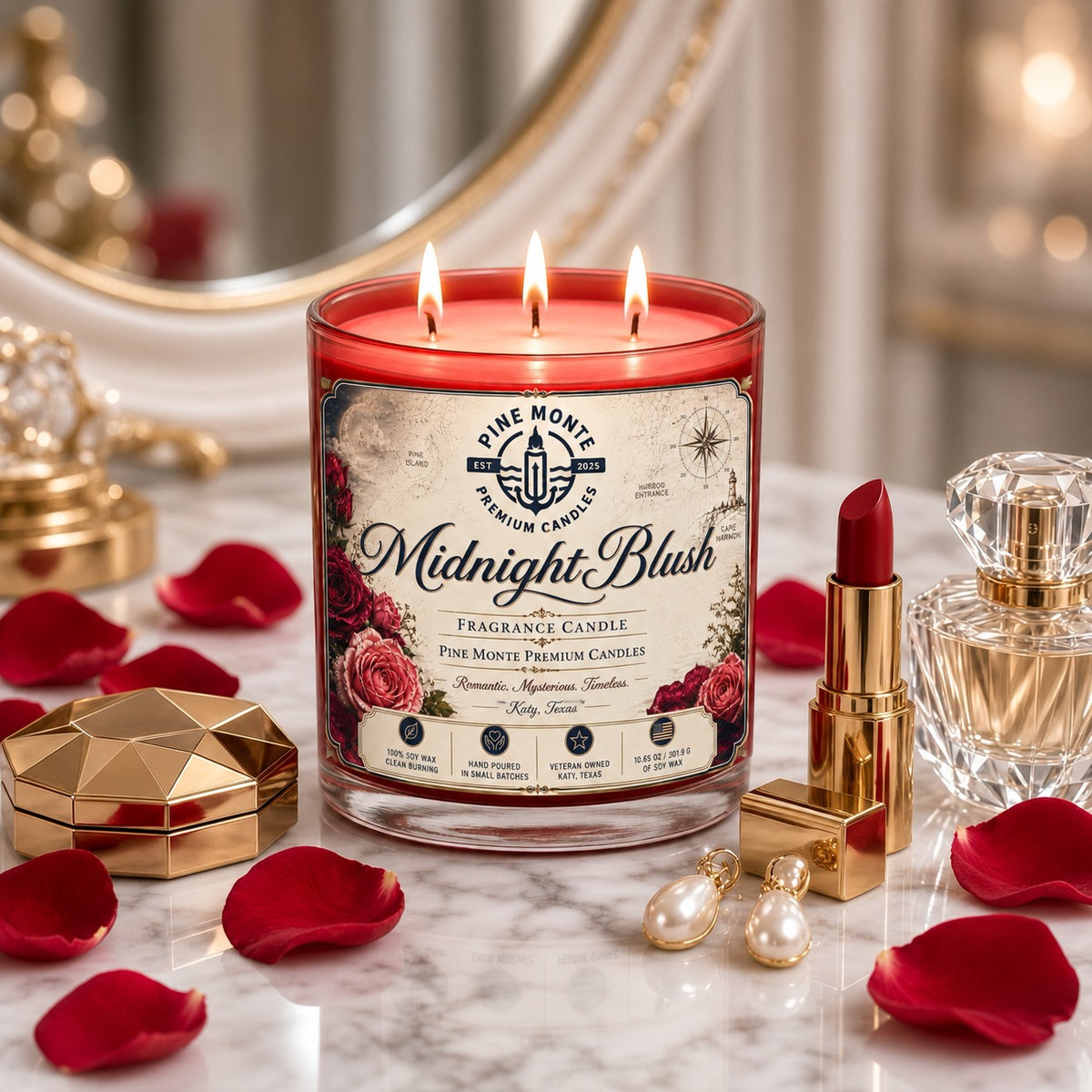 Midnight Blush Soy Candle Romantic Luxury Home Fragrance Candle