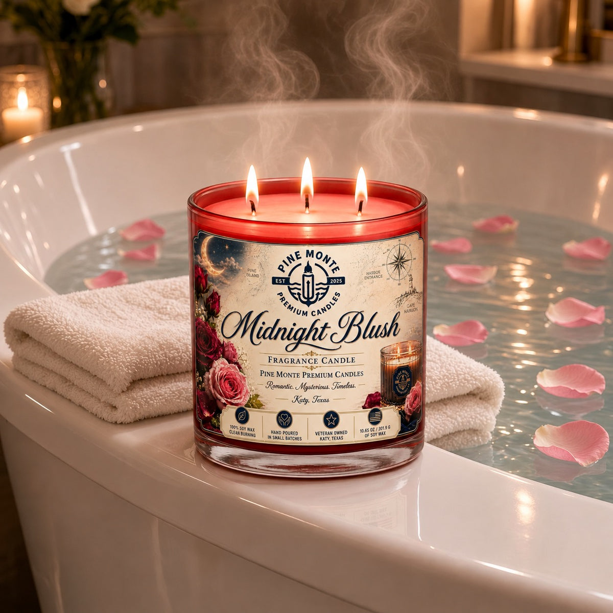 Midnight Blush Soy Candle Romantic Luxury Home Fragrance Candle