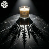 Vanilla Forest soy candle creating peaceful woodland atmosphere with vanilla and balsam blend