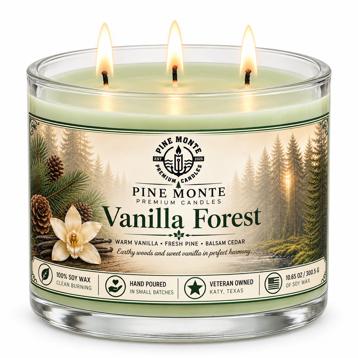 Vanilla Forest Soy Candle Cozy Vanilla Pine Luxury Scented Candle