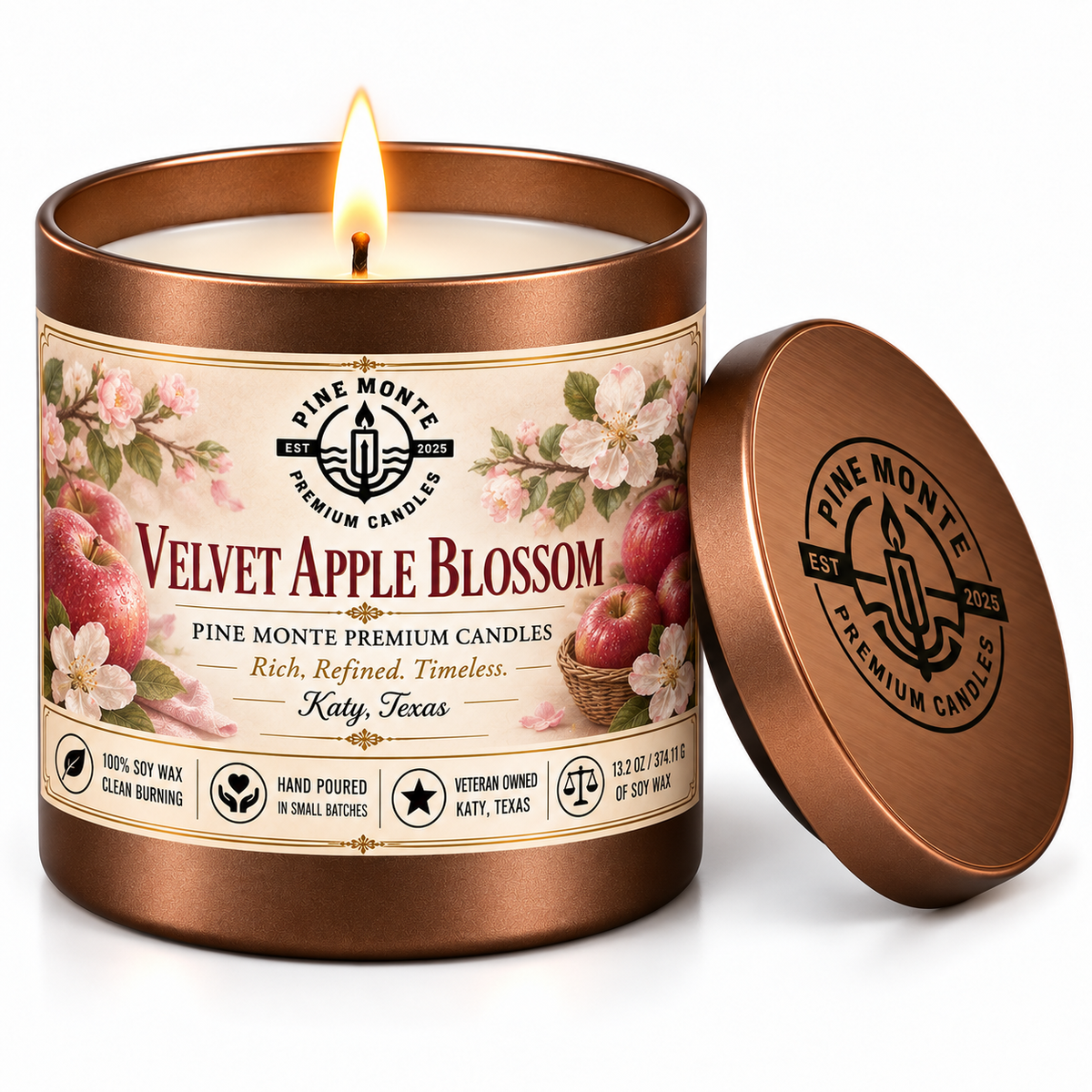 Velvet Apple Blossom Soy Candle Floral Fruity Scented Candle