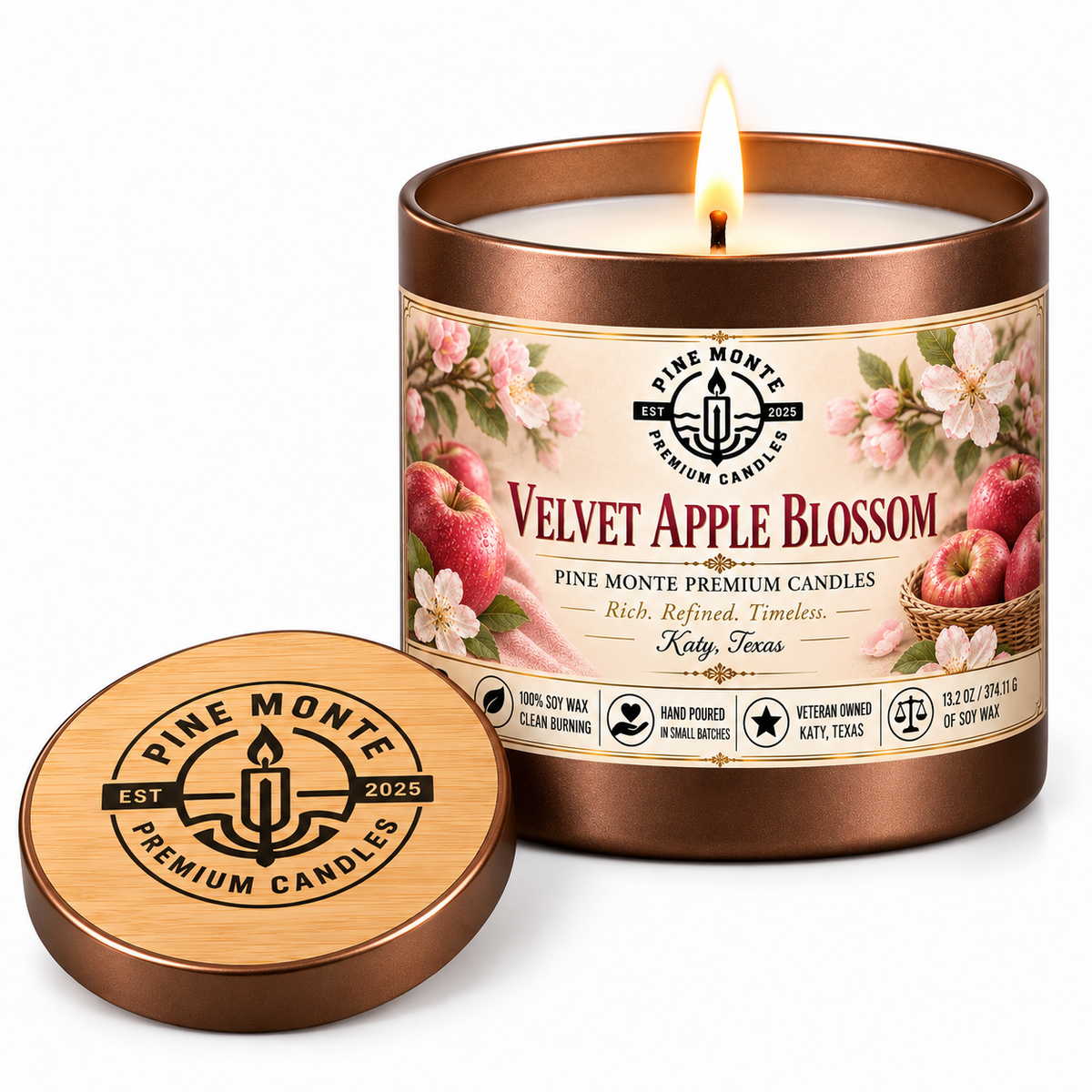 Velvet Apple Blossom Soy Candle Floral Fruity Scented Candle